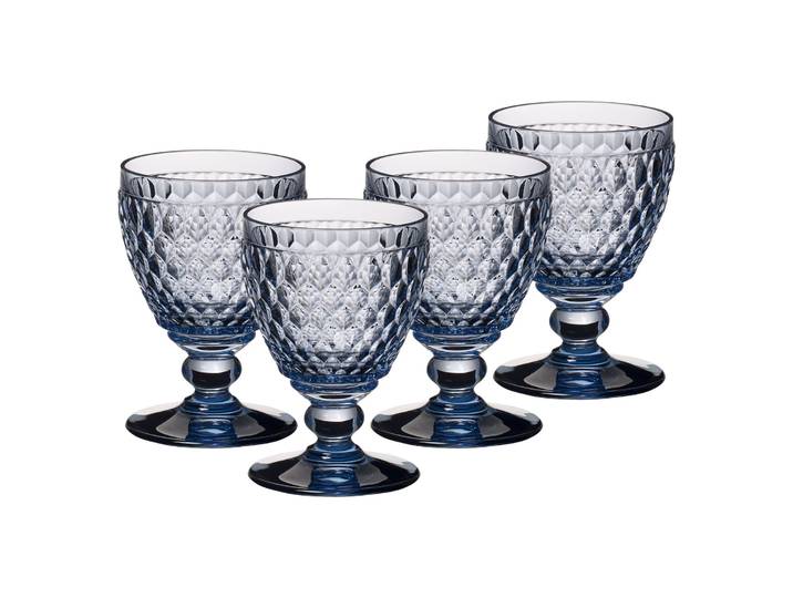 Weißweinglas VILLEROY & BOCH Weißweingläser Boston Coloured 230 ml 4er Set , blau, Glas, Trinkgefäße, Weißweinglas