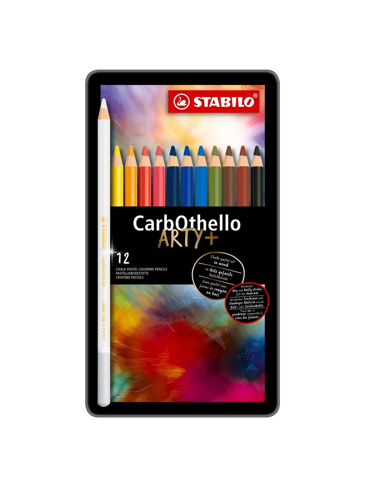 STABILO CarbOthello - Chalk Pastel Coloured Pencil - Metal Set 12 Pcs.