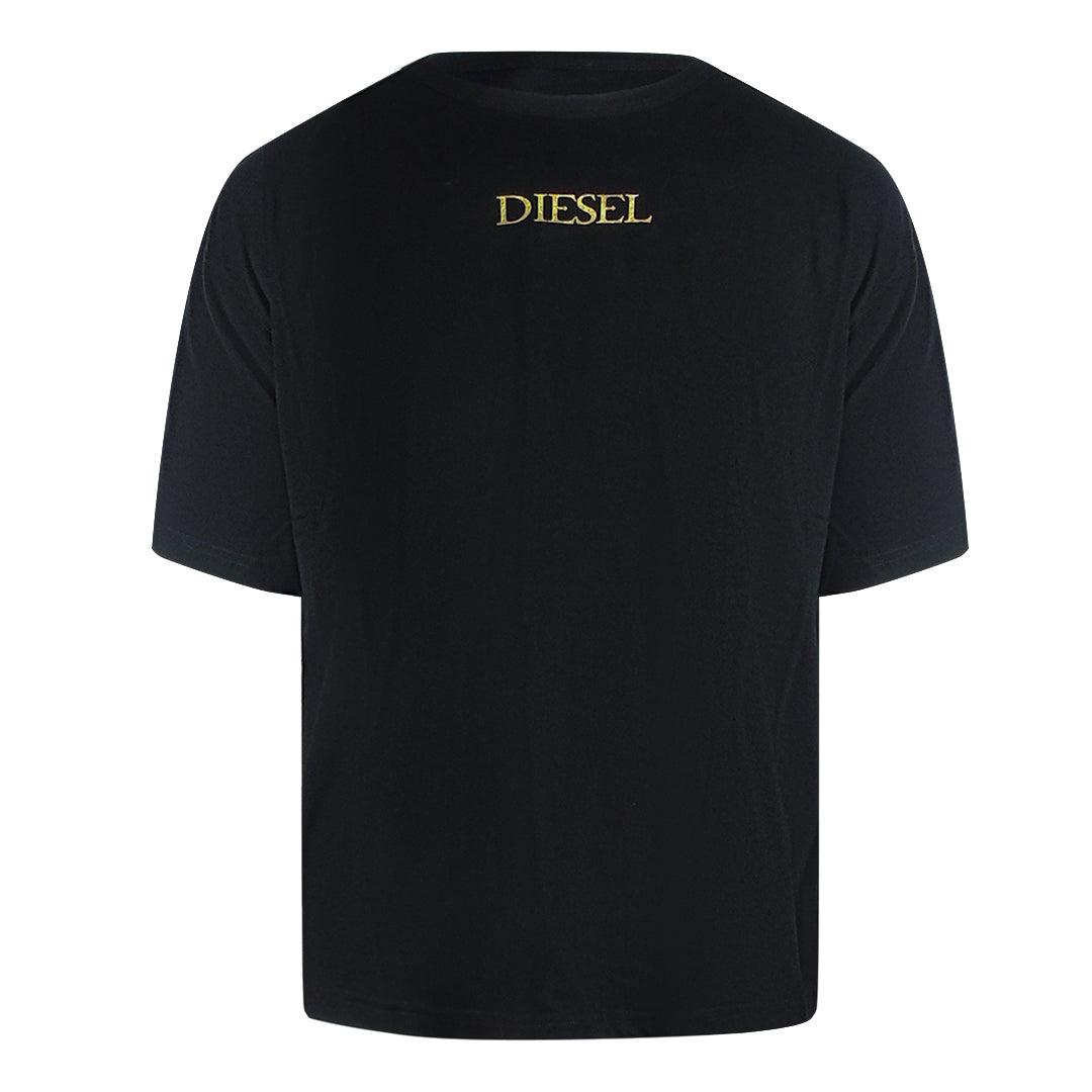 Schwarzes Diesel-t-shirt Mit Goldlogo