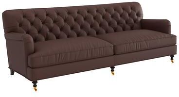Maggie 96 Inch Leather Sofa - Chocolate Leather, Chocolate Flannel - Ballard Designs