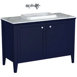Valarte Set 118 cm Einbauwaschtisch + Waschtischunterschrank 2 Türen Stahlblau (Lack)