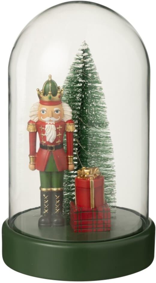 J-line Cloche décoration noël avec led en verre vert 15.5x17.5x28.5 cm Vert 18x29x18cm