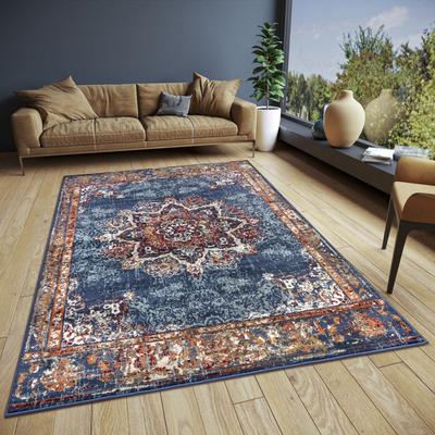 Teppich HANSE HOME "Maderno", blau, B:80cm H:8mm L:120cm, Jute, Polyester, Polypropylen (PP), Teppiche, Teppich, Läufer, Orientalisch, Kurzflor, Wohnzimmer, Schlafzimmer, Esszimmer