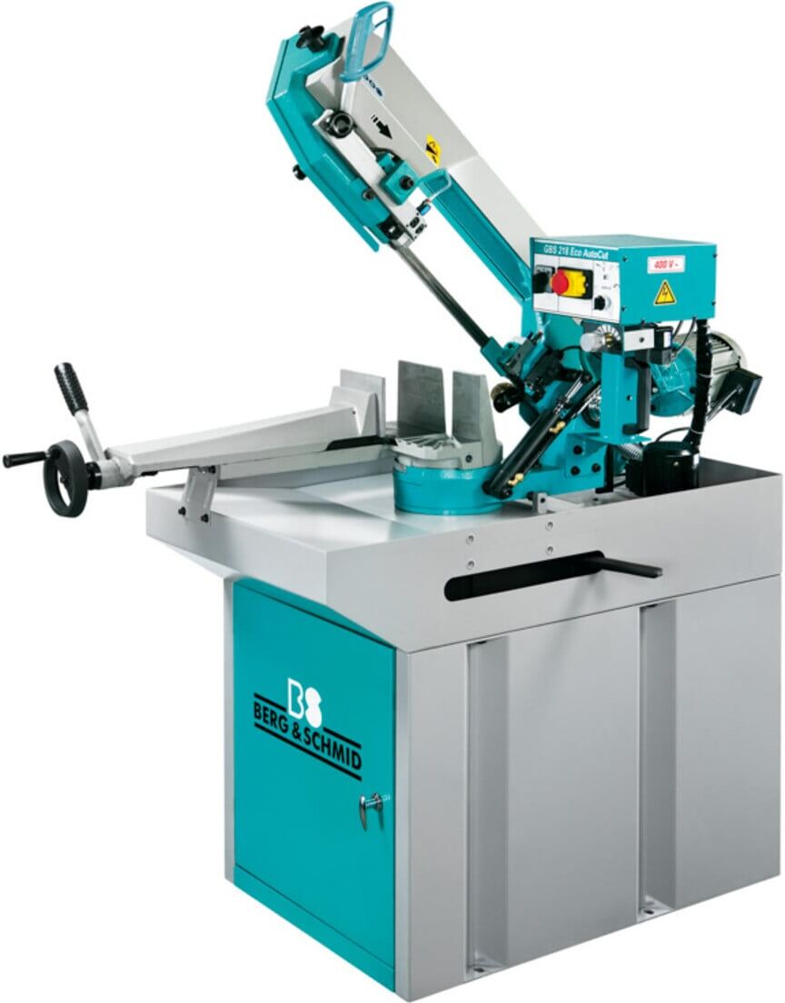 Berg & Schmid GBS 218 Eco AutoCut Gehrungsbandsäge mit Schnittgeschwindigkeit von 35+70 m/min und automatischer Endabschaltung, 20342)