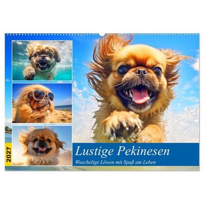 Lustige Pekinesen. Wuschelige Löwen mit Spaß am Leben (Wandkalender 2027 DIN A2 quer), CALVENDO Monatskalender