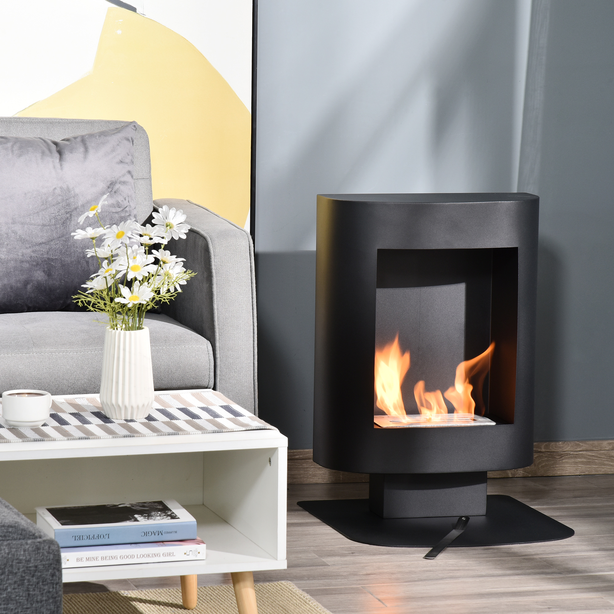Homcom Camino a Bioetanolo con Serbatoio da 0.9L, Copertura fino 20㎡, 46.5x53x65cm, Nero