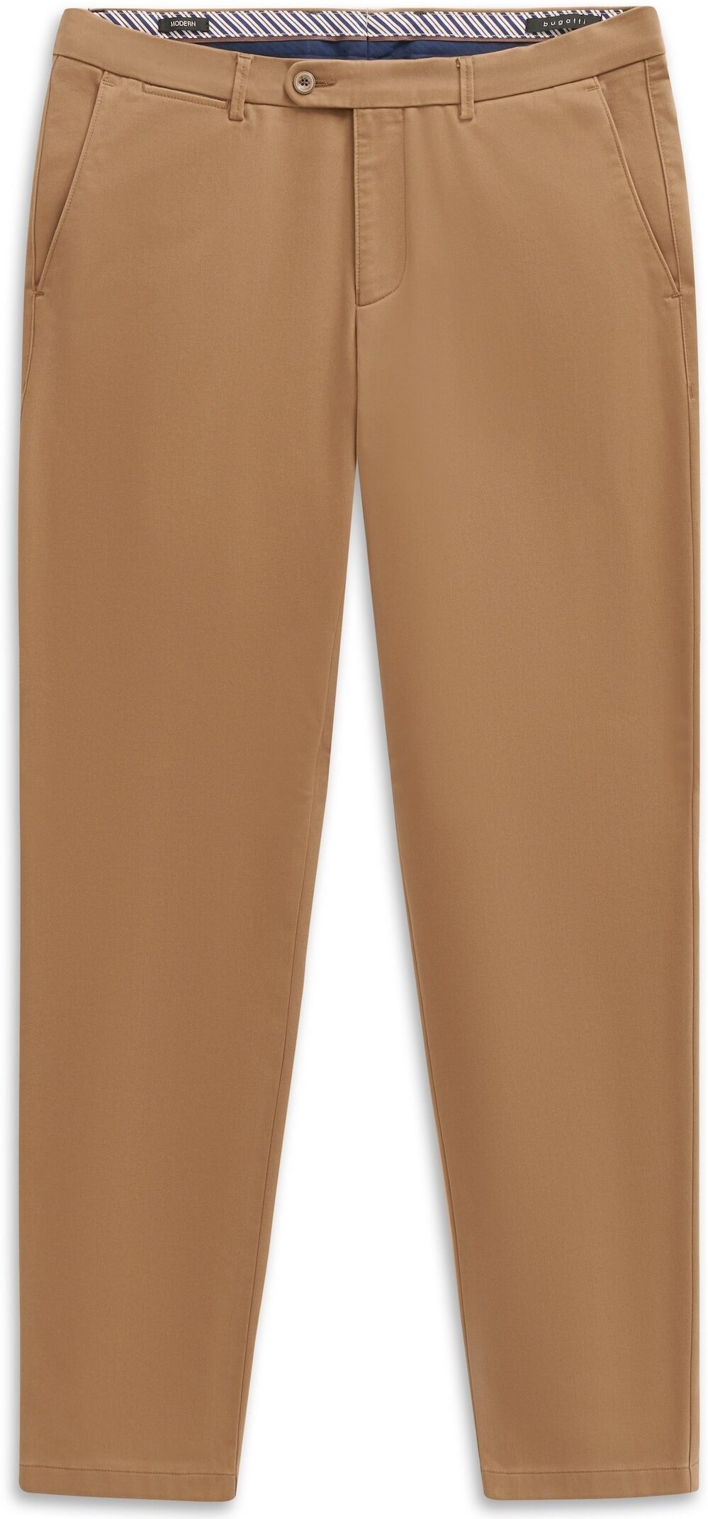 Chinohose BUGATTI "Modern Fit", Herren, Gr. 31, Länge 32, braun (640, hellbraun), 89% Baumwolle, 7% Polyester, 4% Elasthan, unifarben, normal, Hosen Chinohose, mit Luxury Power Stretch 640, hellbraun 31, Länge 32