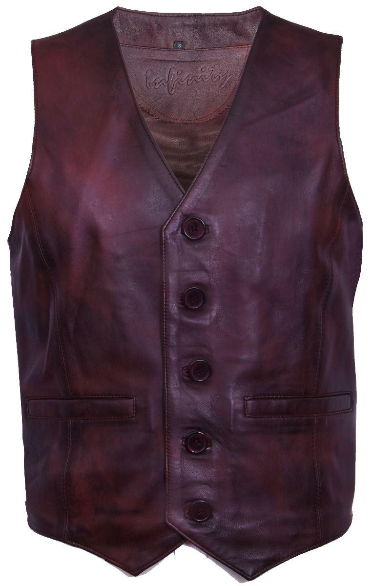 Hellbraune Lederweste, formelle traditionelle Gilet-Weste
