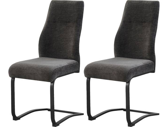Esszimmerstuhl HOME AFFAIRE VERNON, 2er Set, mit Metallgestell in matt schwarz , grau (schwarz matt, pulverbeschichtet, anthrazit), B:43cm H:98cm T:59cm, Metall, Polyester, Stühle, Esszimmerstuhl, in verschiedenen Farben, Belsatbarkeit pro Stuhl 120 kg