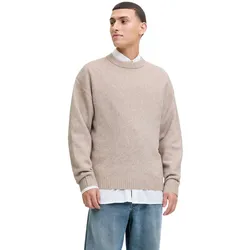 Jack & Jones Herren Pullover JJESOHO OLLIE KNIT CREW NECK - Relaxed Fit - 12278924 Asphalt - XXL