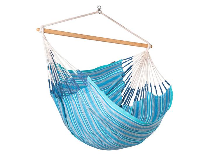 La Siesta Hängesessel Kingsize Cotton, Blau, Hellblau, Dunkelblau, Holz, Bambus, 140x170x210 cm, Gartenmöbel, Gartenschaukeln, Hängesessel