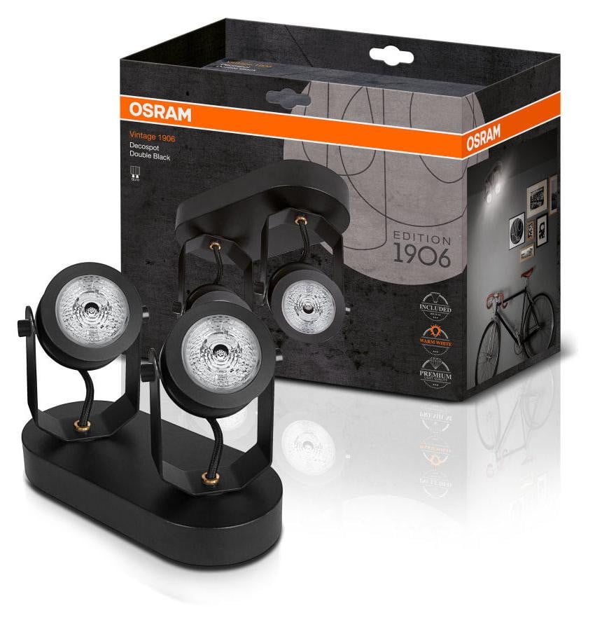 Osram Vintage 1906 LED Wandlamp, 2 stuks, GU10, 2700 K, Zwart