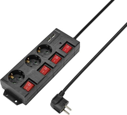Sygonix RF-4737788 Steckdosenleiste mit Schalter Schwarz Schutzkontakt 1St.