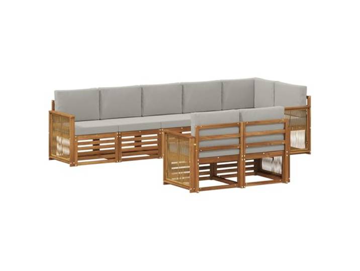 HFMDRMU Outdoor Möbelset Akazie Massivholz, modulares Sofa Set für Garten Terrasse, wetterfestes Design mit lackierter Oberfläche, langlebiges Sitzensemble für gesellige Runden
