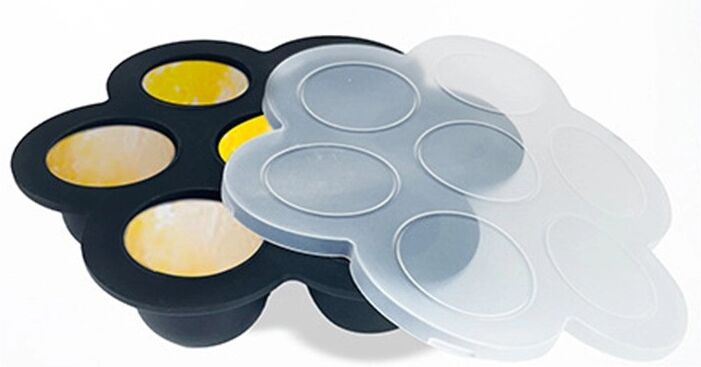 INF Silikon Kuchenform mit Deckel - 7er-Form für Babynahrung, Muffins und mehr S Schwarz