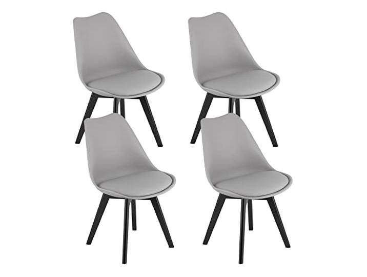 Home Collective 4er Set Esszimmerstuhl Stuhl Wohnzimmerstuhl, in insgesamt 11 Farben, 4X grau mit Kunststoffbeinen in schwarz, bequemer & Stabiler Schalenstuhl