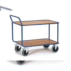 Rollcart 2 Etagen, schwerer Tischwagen 08-7215, Ladefläche 800x500mm, Tragkraft 500 kg, blau