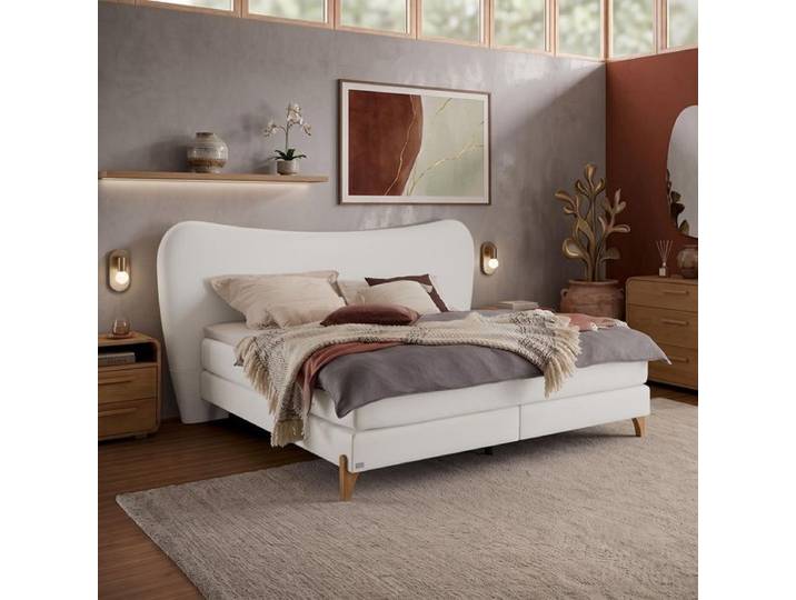 Boxspringbett Abelia Kunstleder 140x210cm TTF-Box Härtegrad: H3 Weiß retro/vintage