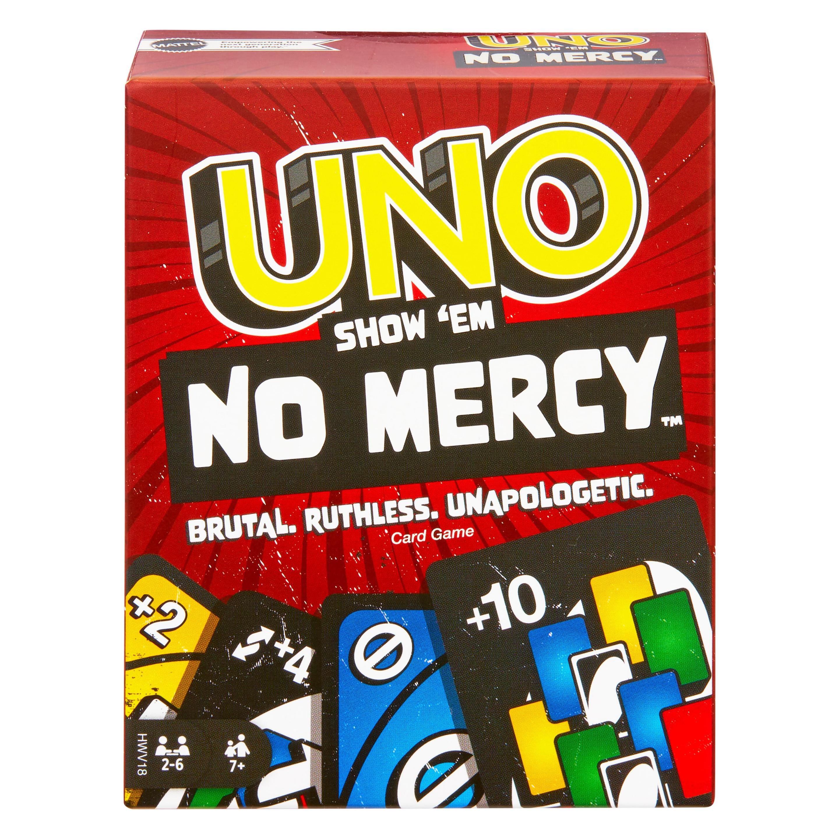 Mattel Games Uno No Mercy (Deutsch, Englisch, Französisch, Italienisch, Niederländisch, Portugiesisch, Spanisch, 2 - 8 Spieler) (HWV18)