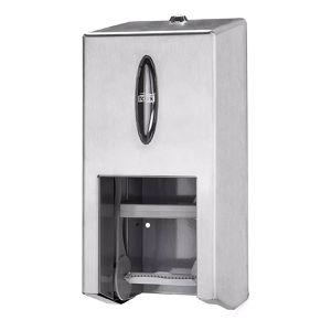 Tork Toilettenpapierspender OptiServe, 472019, T7 System, aus Edelstahl, für 2 Kleinrollen, silber