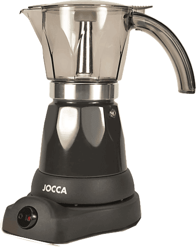 Cafetera tradicional - Jocca 5449N, 0.26 l, Aluminio, 480 W, 6 Tazas, Italiana, Eléctrica, Sin Cables, Negro