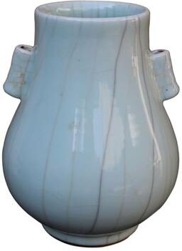 Legend of ASIA 11 in H Crackle Celadon Double Ear Vase - S Blue Porcelain