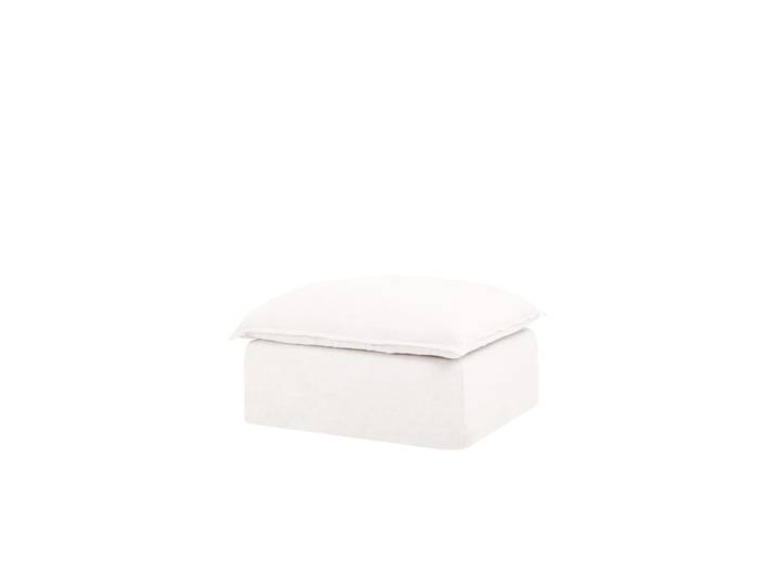 Pouf en coton et lin déhoussable blanc 92x72cm