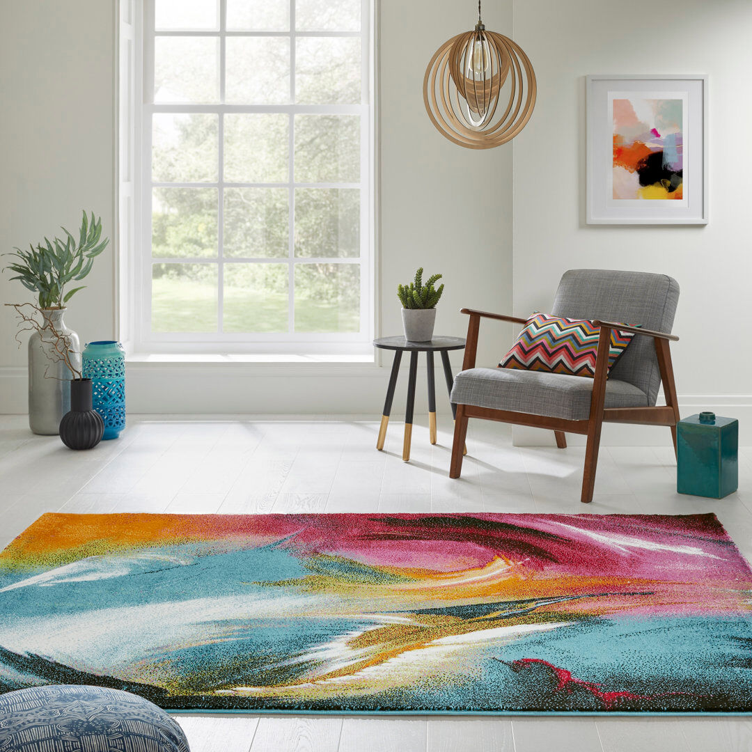 Concept Looms Abstract Area Rug White;Red;Black;Blue Rectangular 160 x 220cm