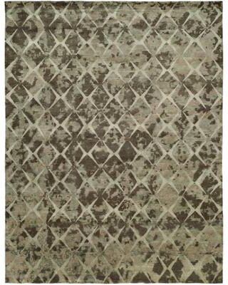 KALATY Modern Multi-Colored Hand-Knotted Wool & Viscose Area Rug