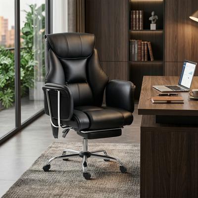 HOMCOM Massage Office Chair with 6-Point Vibration, Overstuffed Reclining Desk Chair with High Back,Adjustable Height,Black