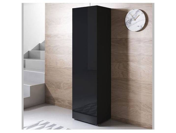 Design Ameublement - Armoire Murale LUKE V4 Sur pieds plastique - 1 porte - Noir Brillant - 40x167x29cm