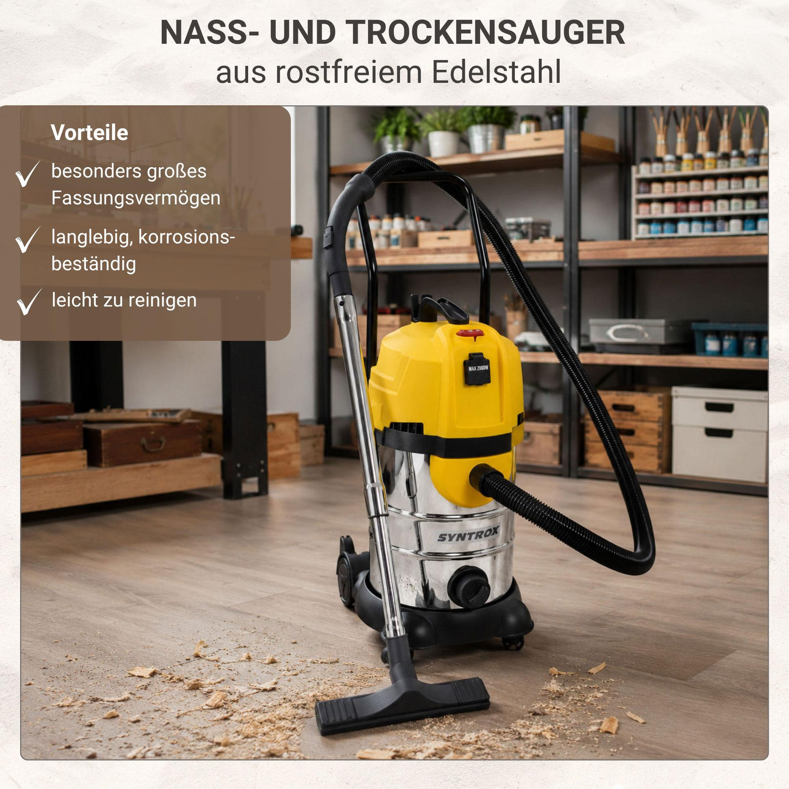 Lestix International Cornixa Nass en Trockensauger Industriestaubsauger 30 l