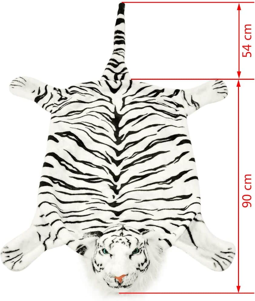 vidaXL Tapis en peluche en forme de tigre 144 cm Blanc