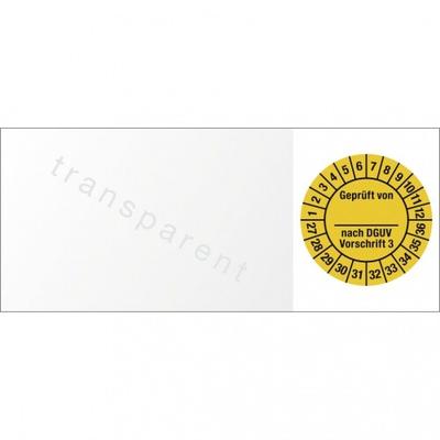 Dreifke® Kabelprüfplakette Geprüft...DGUV Vorschr. 3, 2027-2036, Folie, 60x25mm,10Stück/Bogen