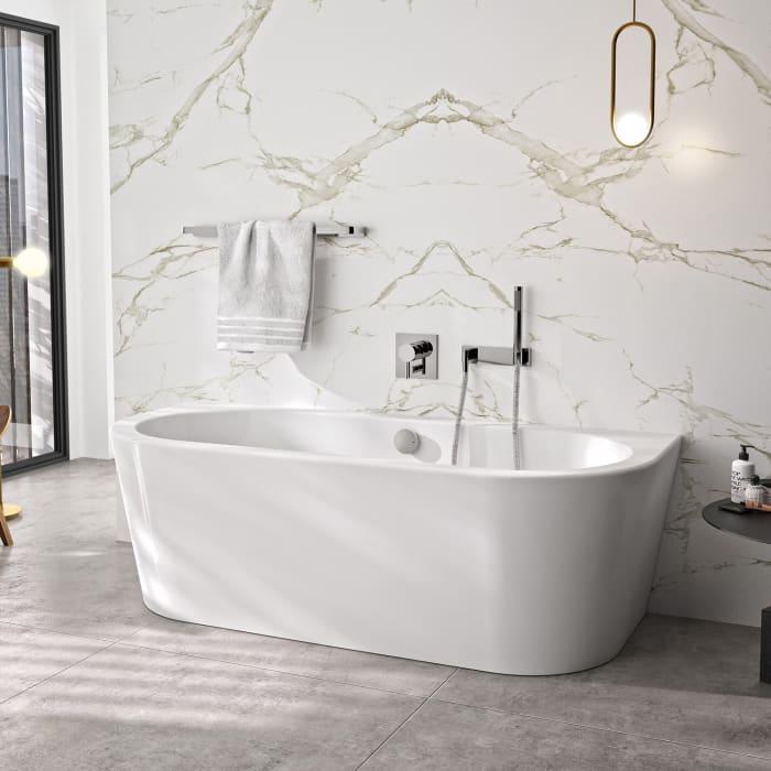 Steinkamp Living Vorwand-Badewanne 180 x 80 cm, inkl. Ein-, Ab- und Überlaufgarnitur MT5