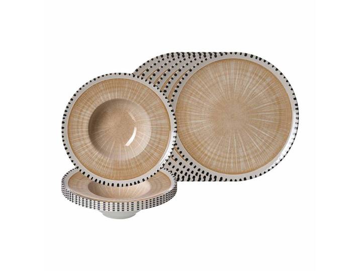 Ritzenhoff Breker Pizza- UND Pasta-Set Natura Creme 12-tlg., Keramik, 12-teilig, Rund, 2x2x2 cm, Geschirr, Geschirrsets, Tafelservice