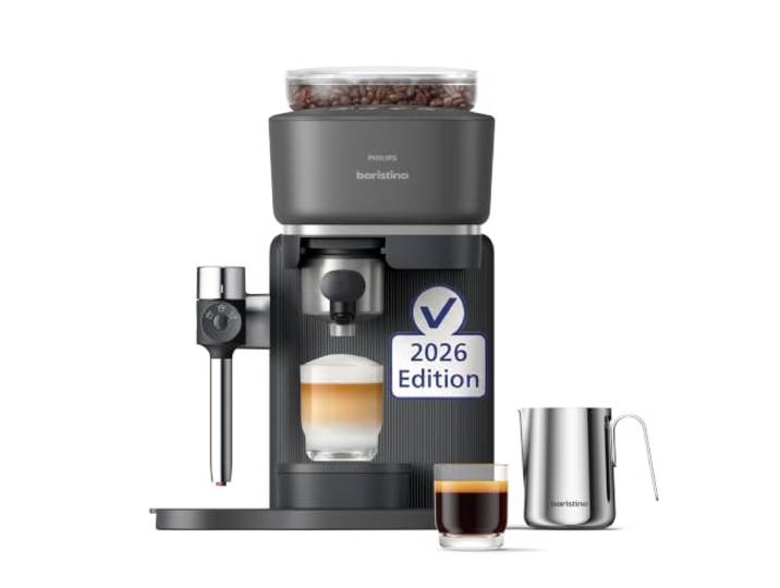 PHILIPS Baristina Latte Kaffeevollautomat, mahlt, brüht & schäumt autom. Espresso & Cappuccino, frische Bohnen, cremiger Milchschaum mit jeder Milch – einfach bedienbar & kompakt (BAR400/60)