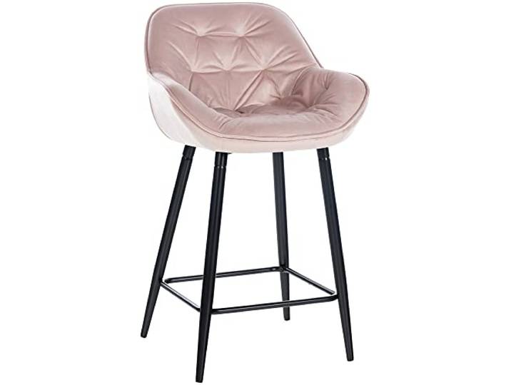 CLP Barhocker Gibson I Gepolsterter Tresenstuhl Mit Fußstütze, Farbe: pink, Material: Samt