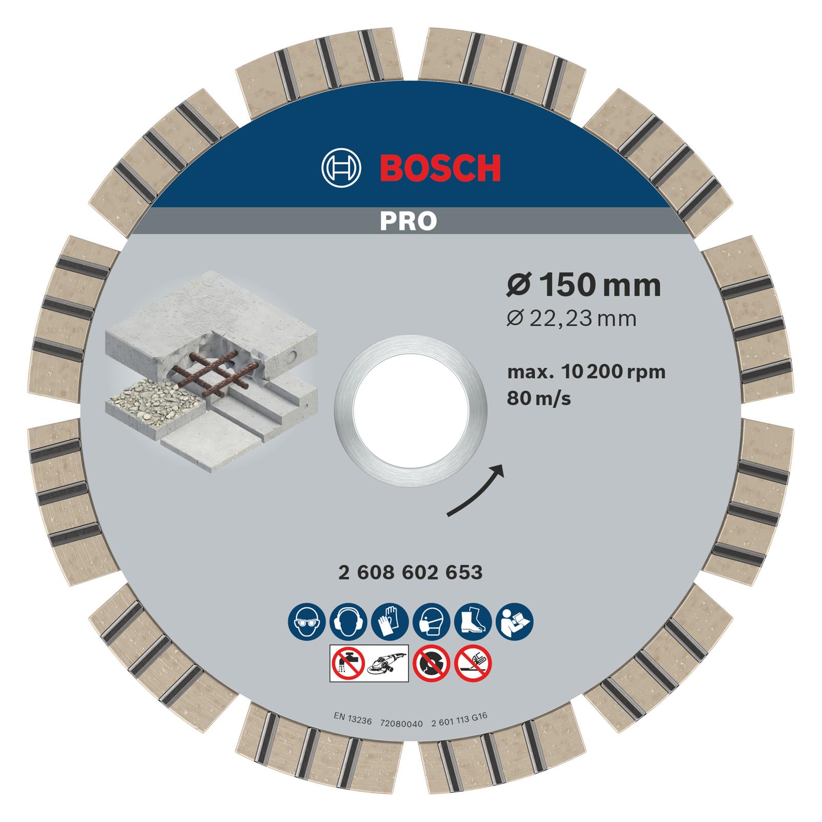 Bosch Professional Zubehör PRO Concrete Diamanttrennscheibe, 150 x 22,23 mm (2608602653)