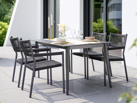 Sieger MĂ¶bel Sieger Rimini Sitzgruppe 4x Rimini Sessel 1x Tisch Polytec 160x90cm