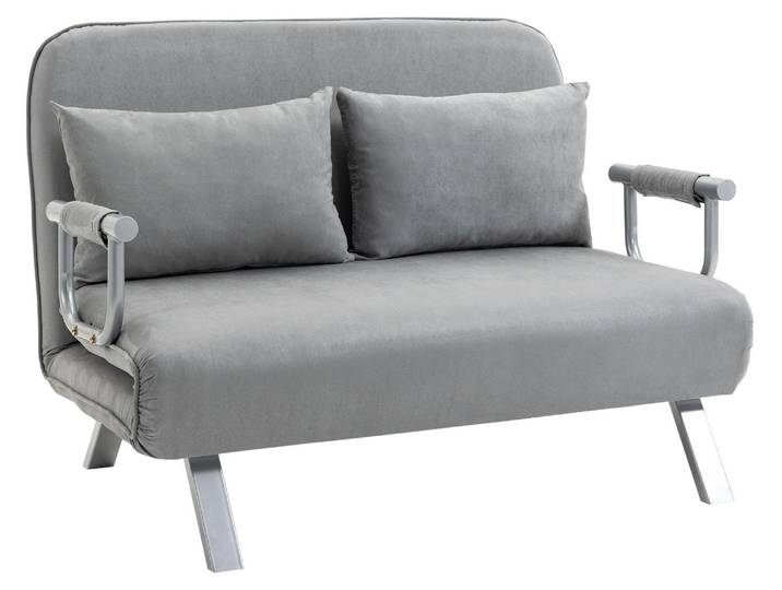 HOMCOM 3 in 1 Schlafsofa Schlafcouch 2 Sitzer 185x105cm Hellgrau