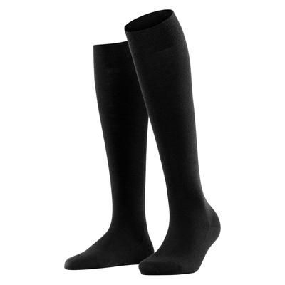 Kniestrümpfe FALKE "Softmerino", Damen, Gr. 41-42, schwarz, Materialmix, unifarben, Socken Kniestrümpfe, mit feinem Maschenbild, atmungsaktiv, temperaturausgleichend