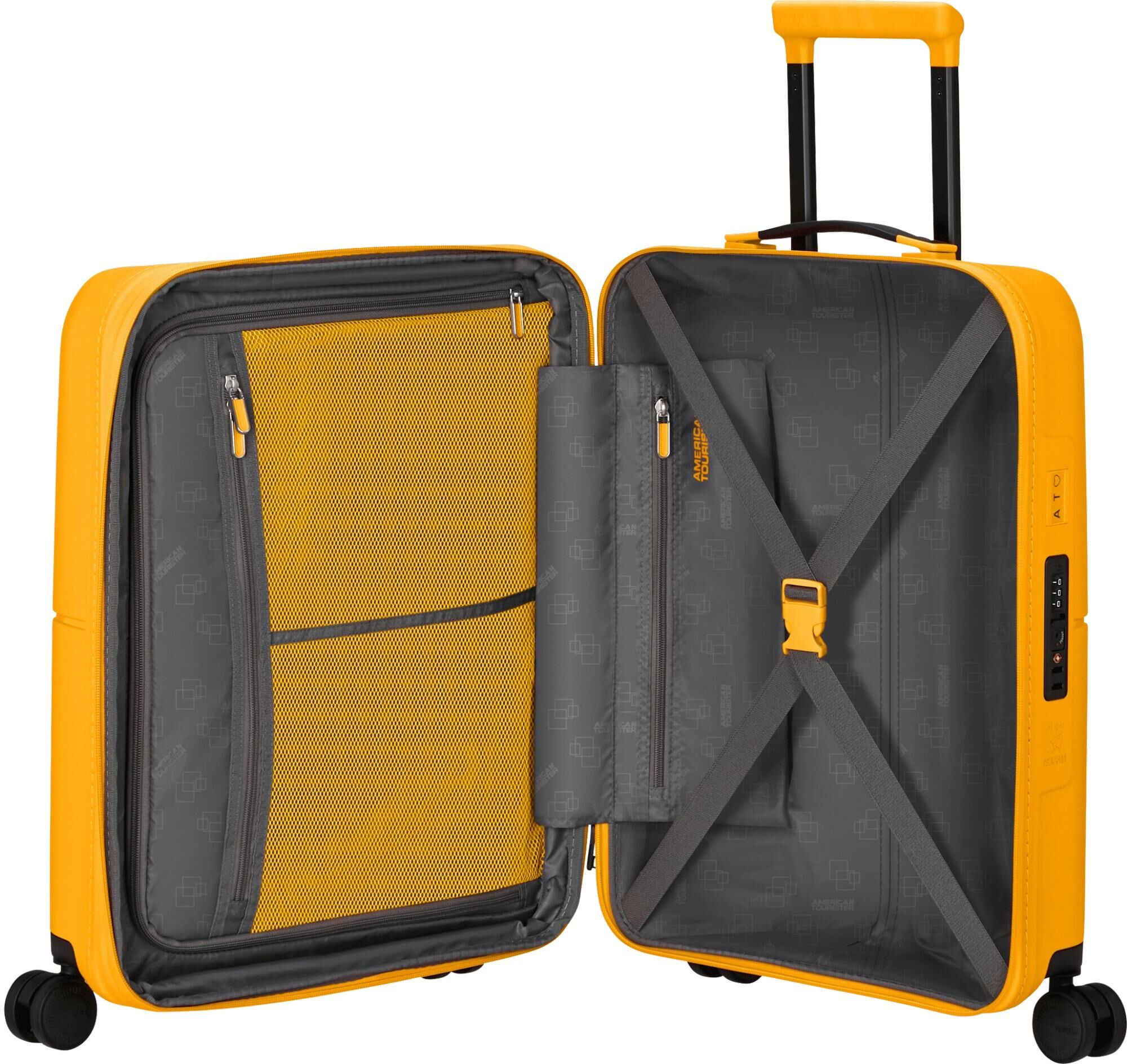 Koffer AMERICAN TOURISTER "DASHPOP 77", Damen, Gr. B/H/T: 40cm x 55cm x 20cm 47 l, gelb, Polypropylen, Koffer Koffer, Koffer gross Reisekoffer TSA-Zahlenschloss Aufgabegepäck gelb B/H/T: 40cm x 55cm x 20cm 47 l