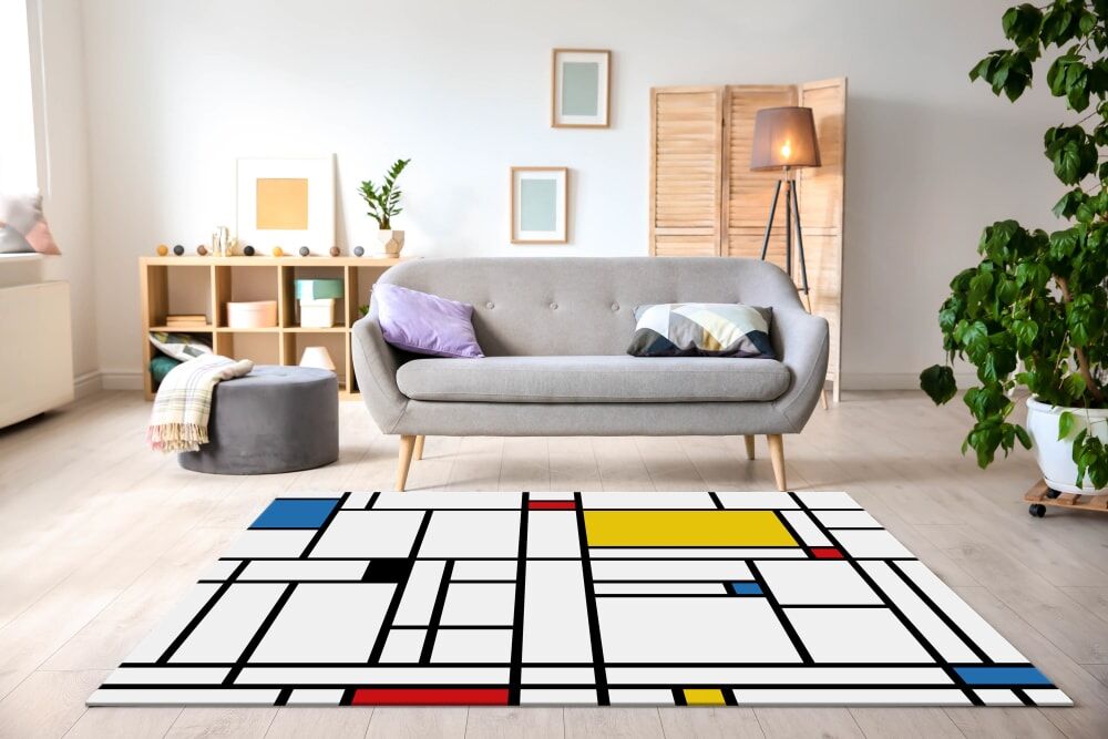 Home and Living Tapis vinyle mondrian 120x170cm Blanc 170x0x120cm