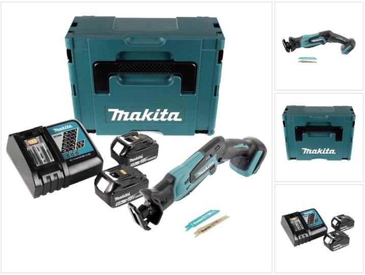 Makita DJR 183 RTJ 18V Li-ion Scie recipro sans fil + Coffret Makpac + 2x Batteries 5\,0 Ah + Chargeur