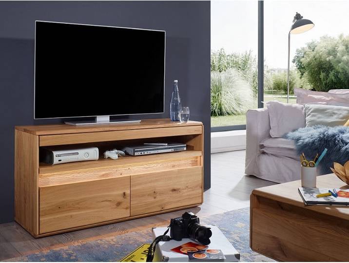 TV Board 123x63cm 'Berlin' Wildeiche massiv geölt