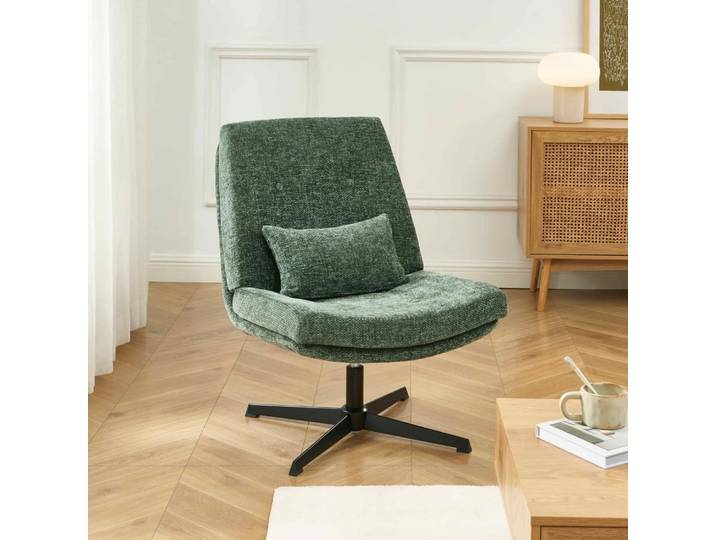 Fauteuil rotatif tissu vert