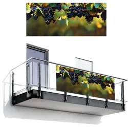 BALKON-SICHTSCHUTZ Trauben - Wein - Natur - Grün Balkon Deko 300x130 cm