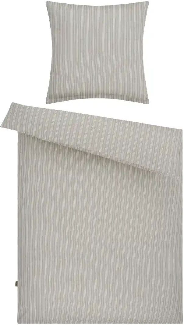 Como Green Satin Wende-Bettwäsche  Calm Stripes ¦ grau ¦ Maße (cm): B: 135