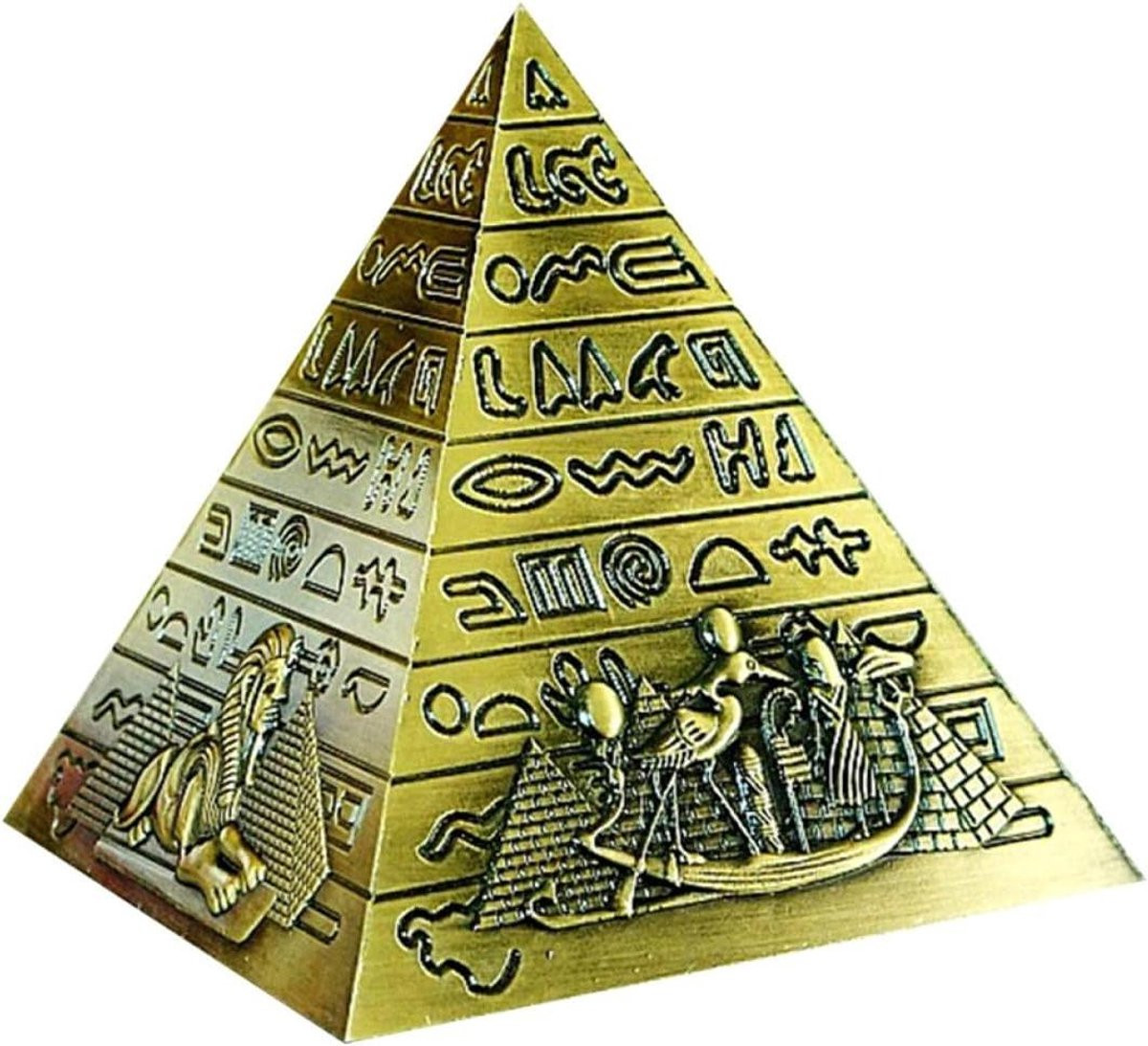 Goudkleurige Piramidestal Decoratie Egyptisch Beeldje - 10 x 10 x 10 cm